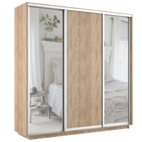 Шкаф-купе Экспресс 3дв. Зеркало/ДСП/Зеркало, 240х45х220, Сонома