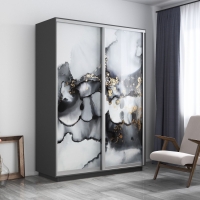 Шкаф-купе Фотопечать, 2дв. Абстракция серая, 160х60х220, Серый диамант