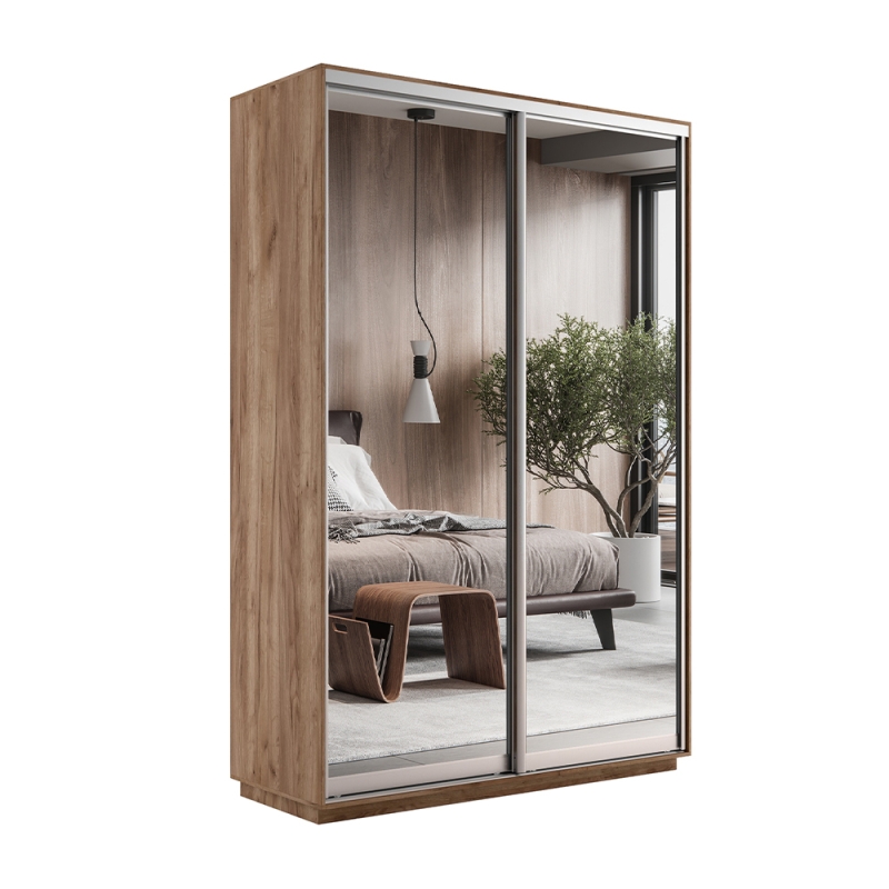 Шкаф-купе Экспресс, 2дв.-Зеркала, 120х45х240, Крафт табачный