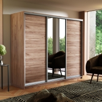 Шкаф-купе Экспресс 3дв. ДСП/Зеркало/ДСП, 180х60х240, Крафт табачный