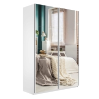 Шкаф-купе Прайм, 2дв.-Зеркало/доводчики, 160х57х230, Белый Снег