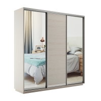 Шкаф-купе Экспресс 3дв. Зеркало/ДСП/Зеркало, 180х45х240, Ясень шимо светлый