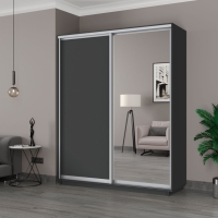 Шкаф-купе Экспресс, 2дв. ДСП/Зеркало, 180х60х240, Серый диамант