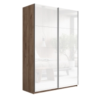 Шкаф-купе Прайм, 2дв. Белый Глянец/доводчики, 120х57х230, Крафт табачный