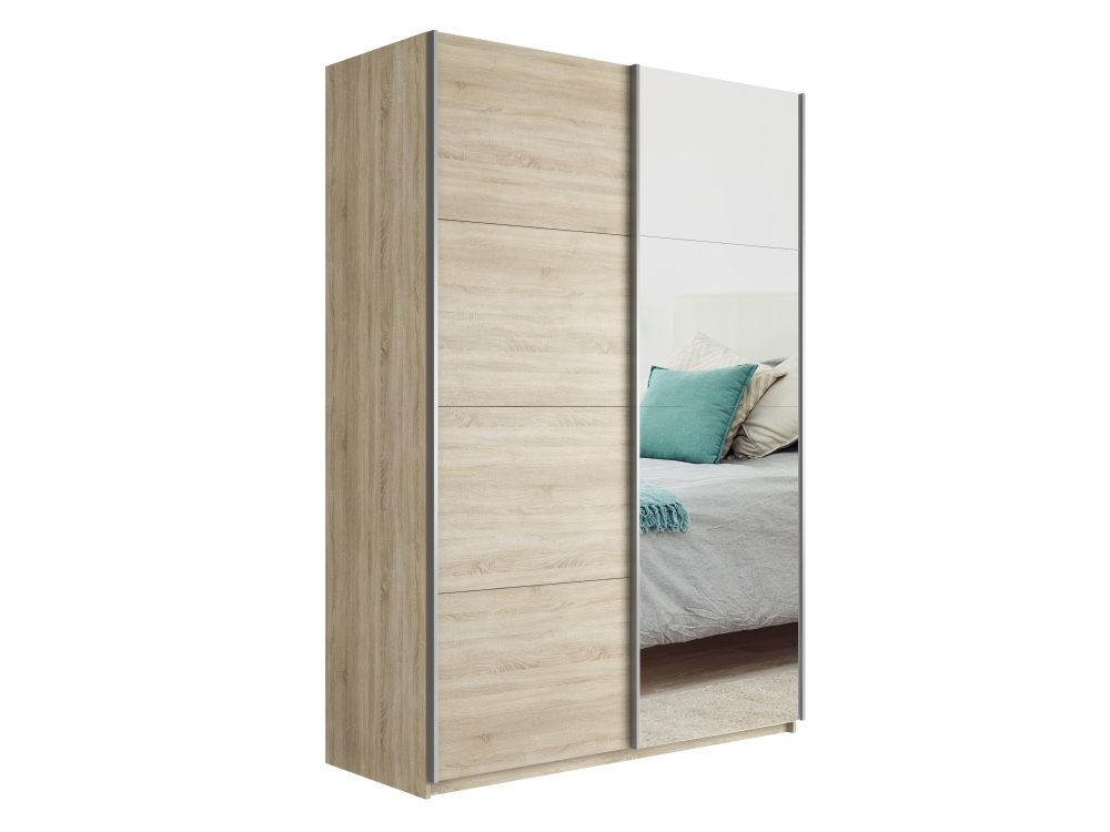 Шкаф-купе Прайм, 2дв. ДСП/Зеркало/доводчики, 160х57х230, Сонома
