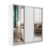 Шкаф-купе Экспресс 3дв. Зеркало/ДСП/Зеркало, 180х45х240, Белый снег