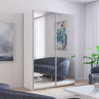 Шкаф-купе Прайм, 2дв.-Зеркало/доводчики, 160х57х230, Белый Снег