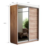 Шкаф-купе Экспресс, 2дв. ДСП/Зеркало, 140х60х240, Крафт табачный