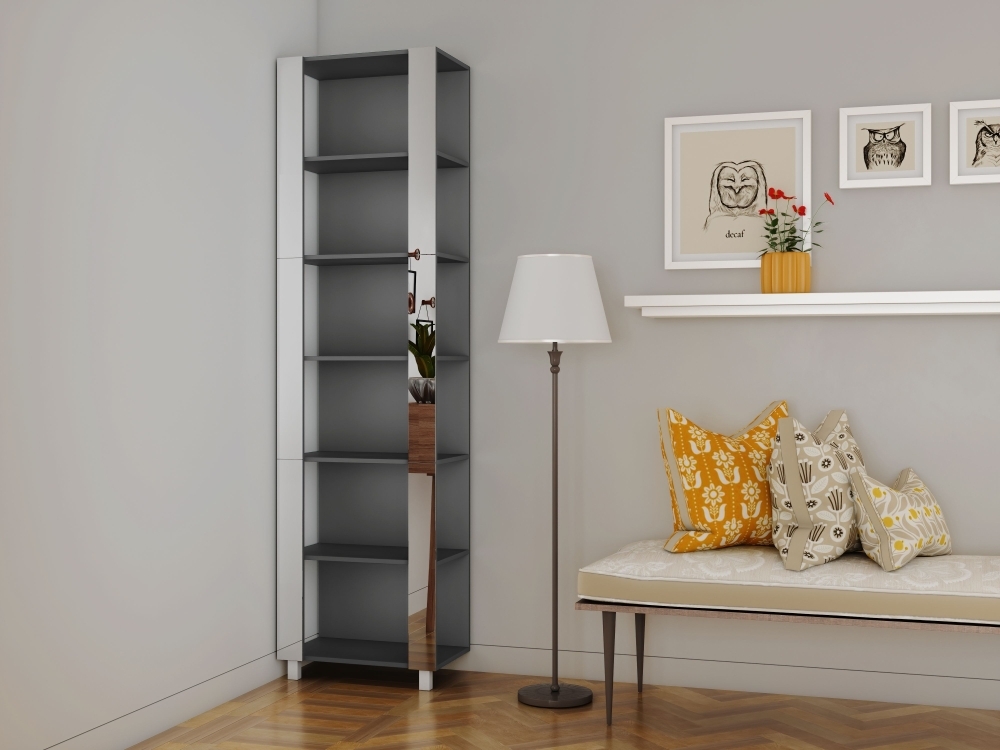 Стеллаж модульный Мебельная компания Е1 Универсальный Зеркало 35х60х240, Серый диамант