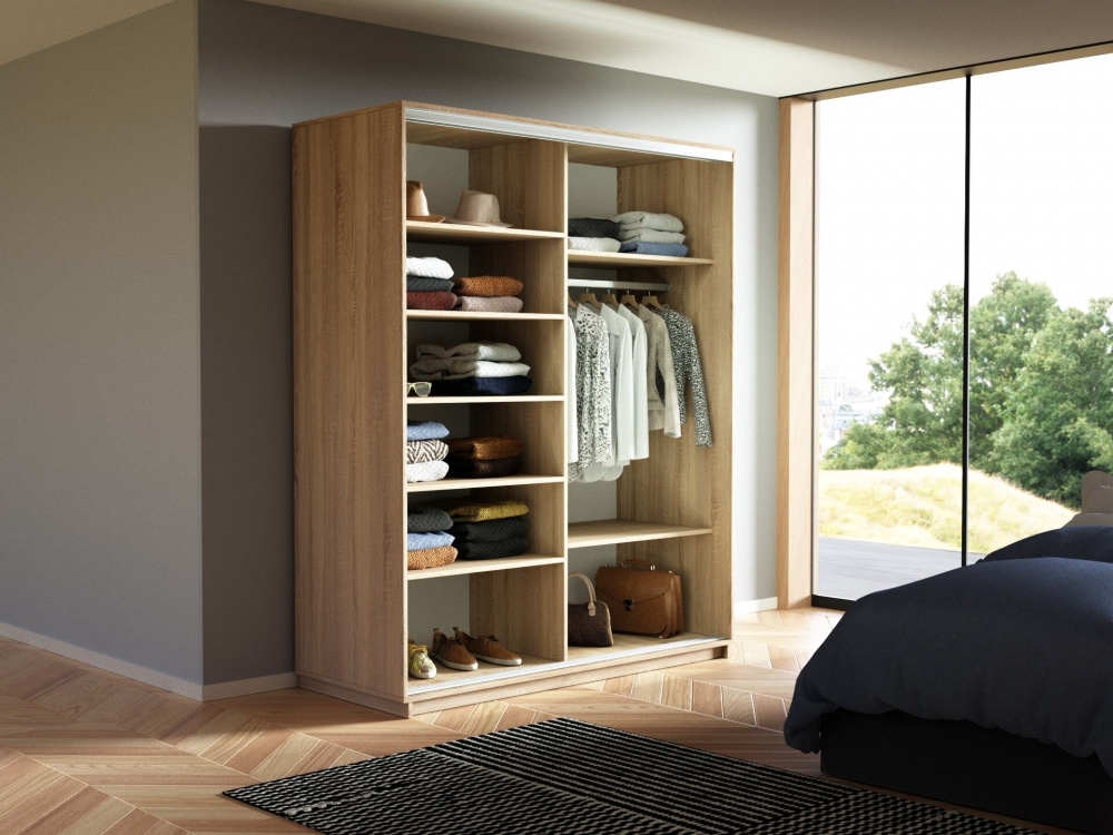 Шкаф-купе Экспресс, 2дв.-Зеркала, 160х60х220, Сонома