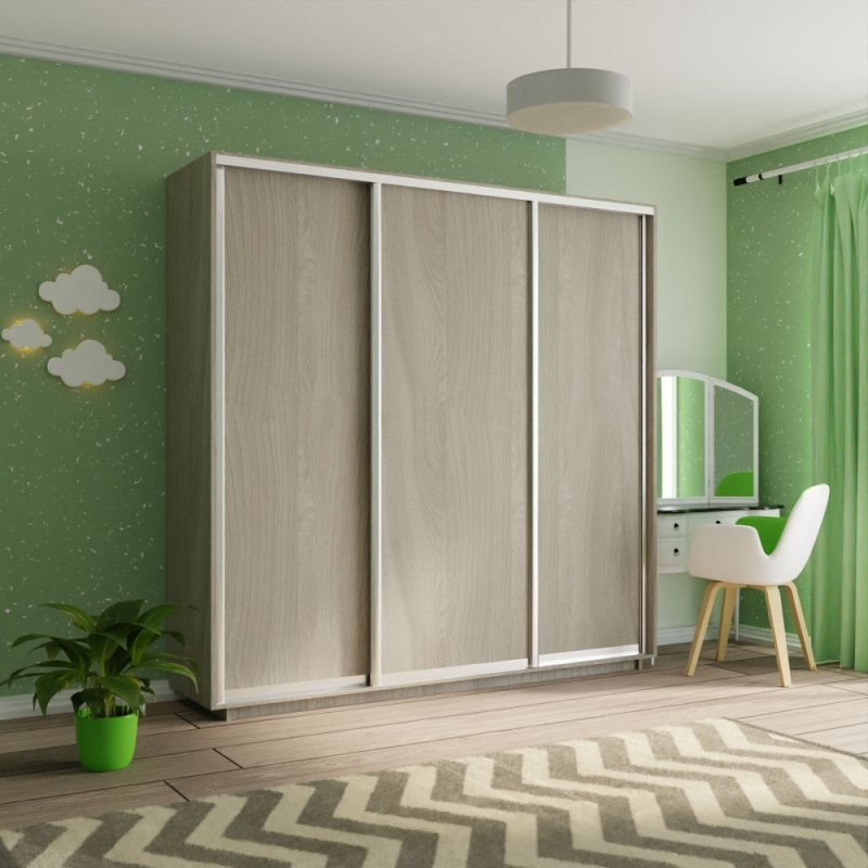 Шкаф-купе Экспресс 3дв. -ДСП, 240х45х240, Ясень Шимо Светлый