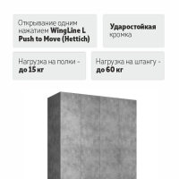 Распашной шкаф Локер 800+800 "Push to Move"/Левый Бетон