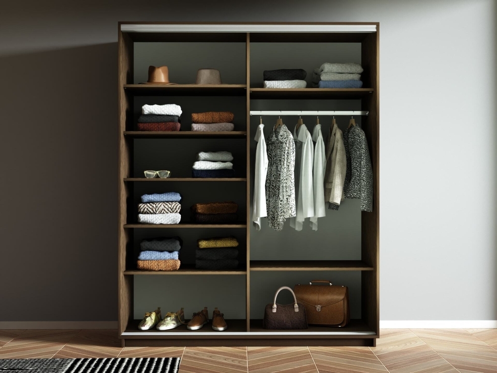 Шкаф-купе Экспресс, 2дв. ДСП/Зеркало, 140х60х240, Венге