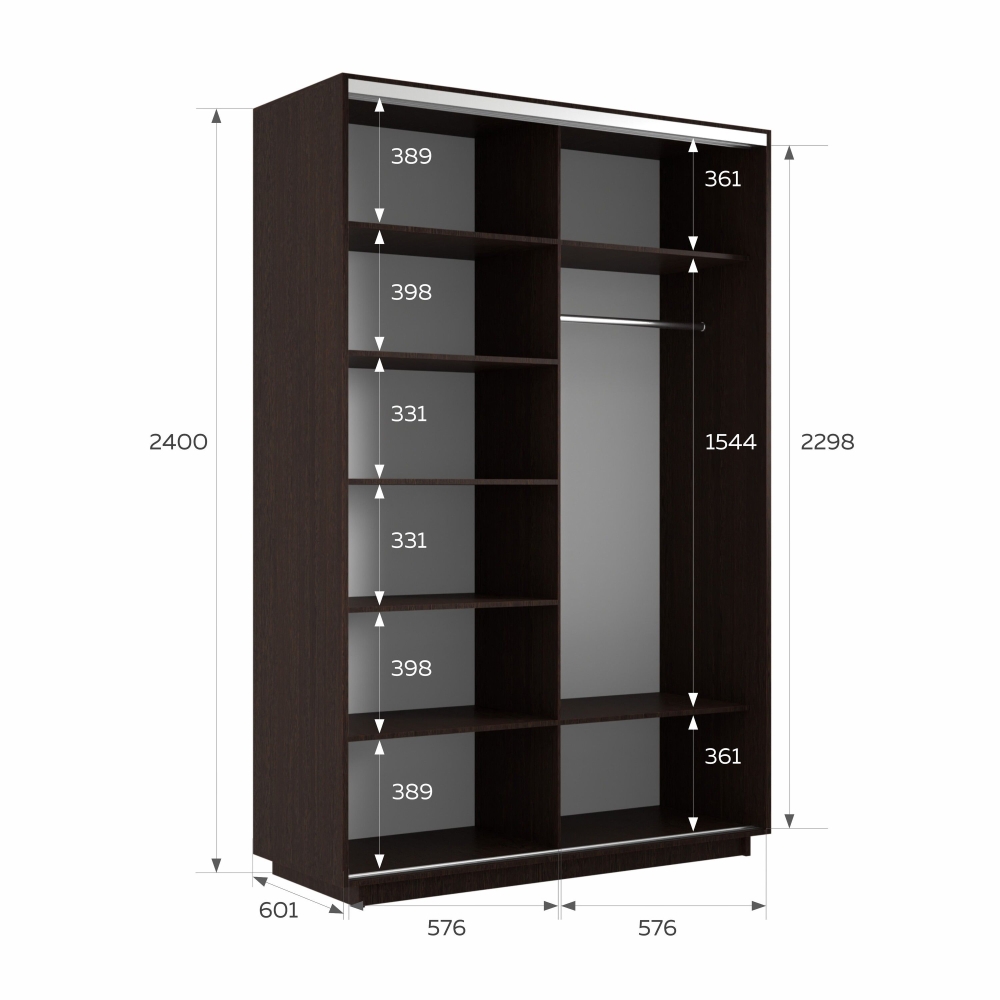 Шкаф-купе Фотопечать, 2дв. Листья золото, 120х60х240, Венге