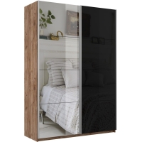 Шкаф-купе Прайм, 2дв. Зеркало/Стекло черное/доводчики, 120х57х230, Серый диамант