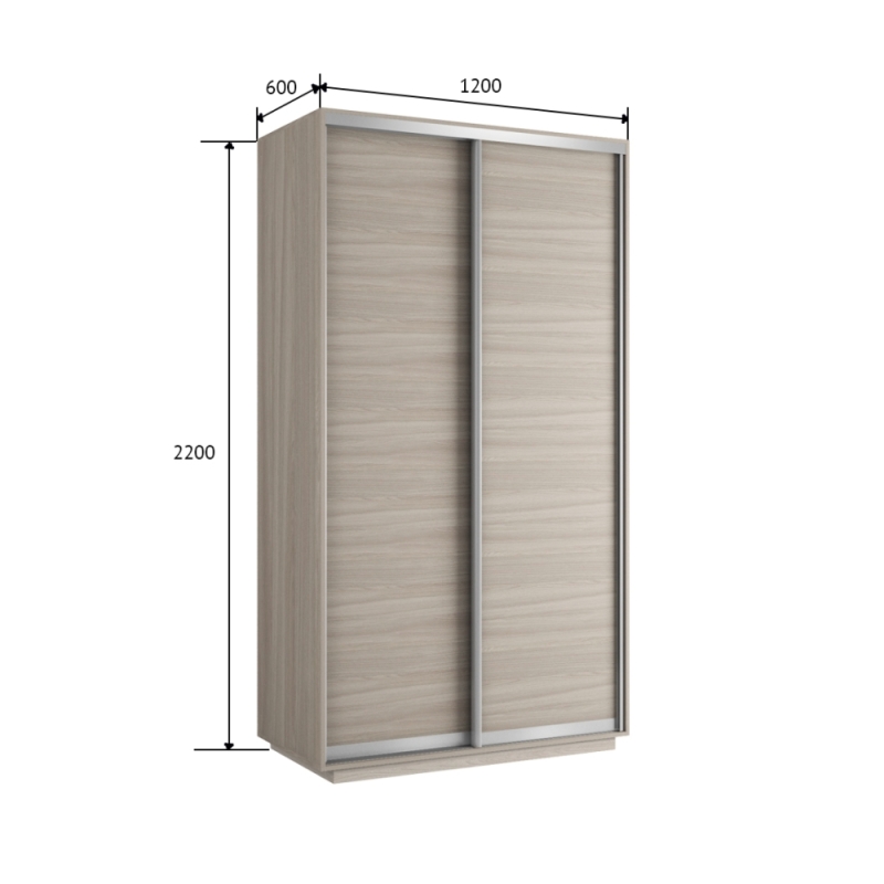 Шкаф-купе Экспресс Хит, 2дв.-ДСП, 120х60х220, Ясень шимо светлый