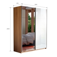 Шкаф-купе Прайм, 2дв. Зеркало/Белый Глянец/доводчики, 120х57х230, Сонома