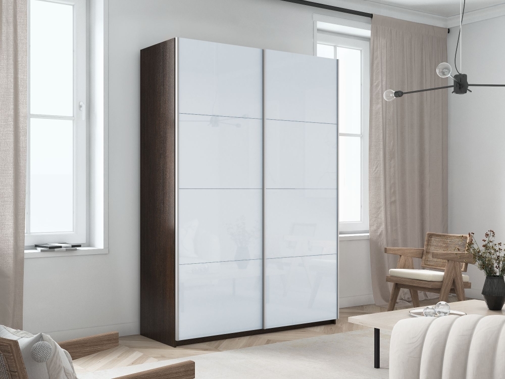 Шкаф-купе Прайм, 2дв. Белый Глянец/доводчики, 140х57х230, Венге