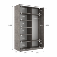 Шкаф-купе Экспресс, 2дв.-Зеркала, 120х60х240, Бетон