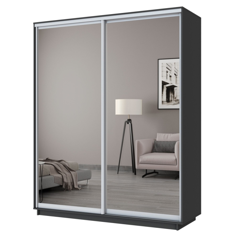 Шкаф-купе Экспресс, 2дв.-Зеркала, 180х60х240, Серый диамант