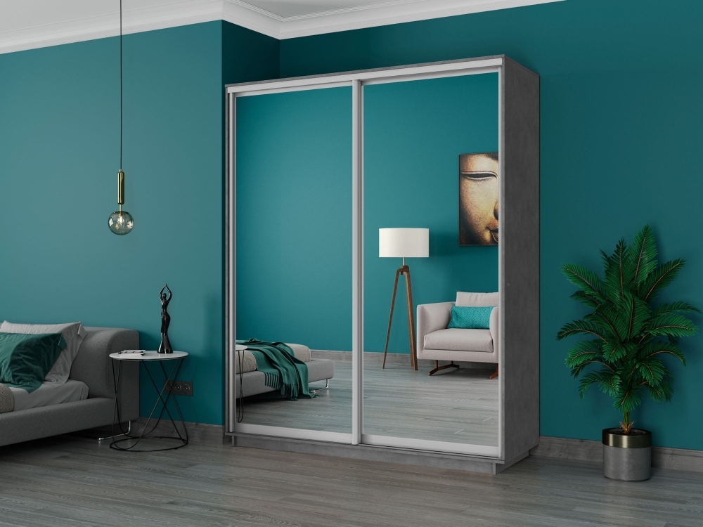 Шкаф-купе Экспресс, 2дв.-Зеркала, 180х60х220, Бетон