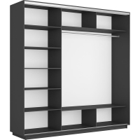 Шкаф-купе Экспресс 3дв. Зеркало/ДСП/Зеркало, 240х60х220, Серый диамант