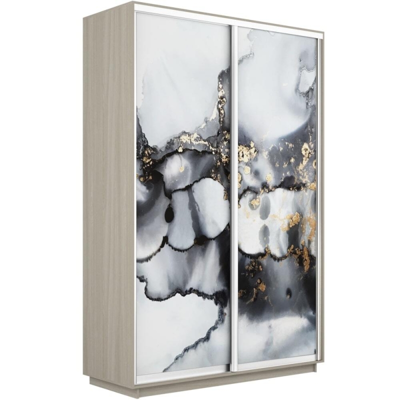 Шкаф-купе Фотопечать, 2дв. Абстракция серая, 140х45х240, Ясень Шимо светлый