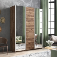 Шкаф-купе Прайм, 3дв. Зеркало/ДСП/Зеркало/доводчики, 210х57х230, Крафт табачный