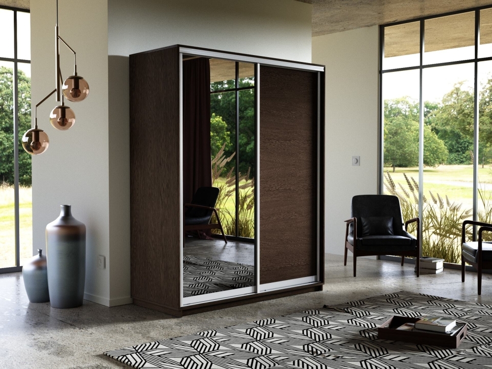 Шкаф-купе Экспресс, 2дв. ДСП/Зеркало, 140х60х240, Венге