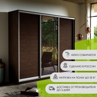 Шкаф-купе Экспресс 3дв. ДСП/Зеркало/ДСП, 180х45х240, Венге