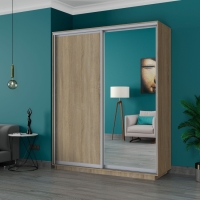 Шкаф-купе Экспресс, 2дв. ДСП/Зеркало, 180х60х220, Сонома