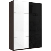 Шкаф-купе Прайм, 2дв. Белый Глянец/Стекло черное/доводчики, 140х57х230, Венге