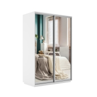 Шкаф-купе Экспресс, 2дв.-Зеркала, 160х60х220, Белый снег