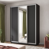 Шкаф-купе Экспресс 3дв. ДСП/Зеркало/ДСП, 180х45х220, Серый диамант