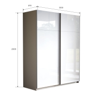 Шкаф-купе Прайм, 2дв. Белый Глянец/доводчики, 120х57х230, Белый снег