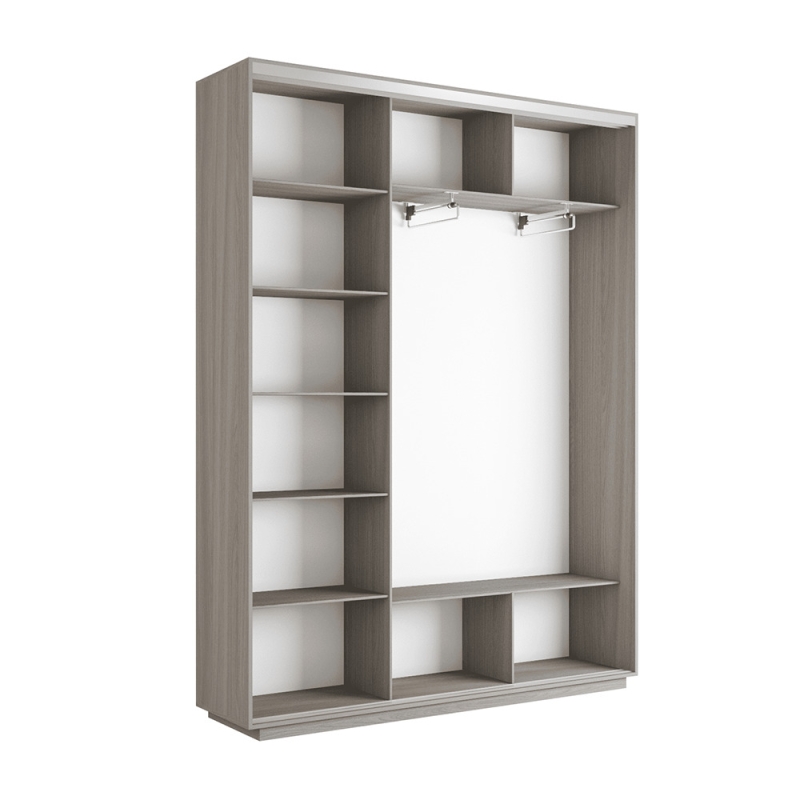 Шкаф-купе Экспресс 3дв. Зеркало/ДСП/Зеркало, 180х45х240, Ясень шимо светлый