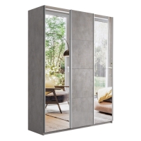 Шкаф-купе Прайм, 3дв. Зеркало/ДСП/Зеркало/доводчики, 180х57х230, Бетон