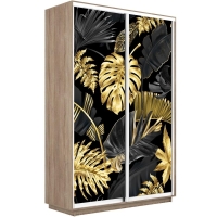 Шкаф-купе Фотопечать, 2дв. Листья золото, 160х60х220, Сонома