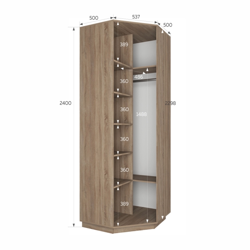 Шкаф распашной Распашной Угловой Экспресс 90х90х240 см