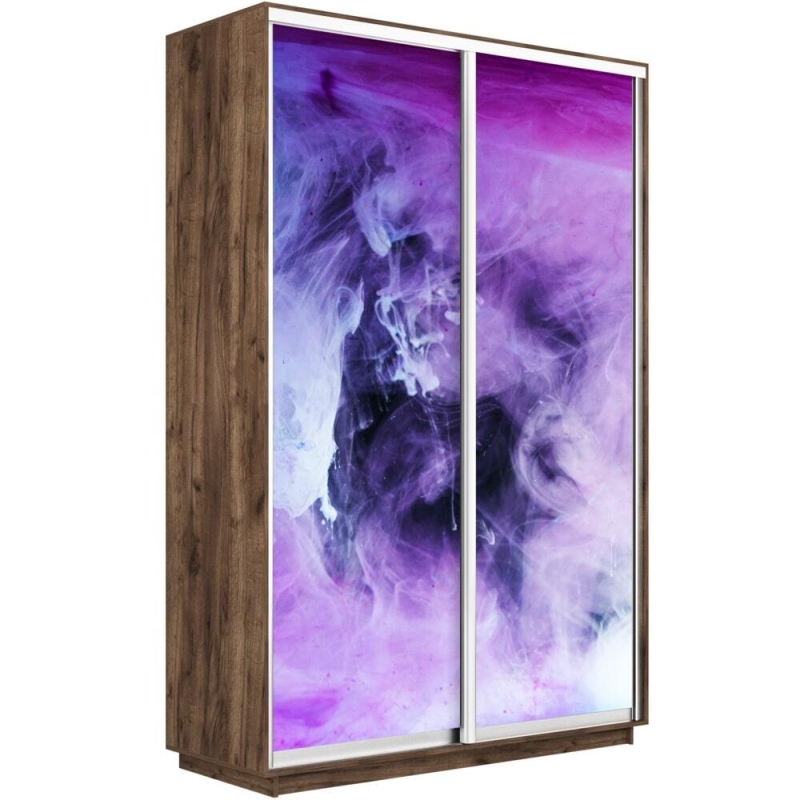 Шкаф-купе Фотопечать, 2дв. Фиолетовый дым, 160х45х220, Крафт табачный