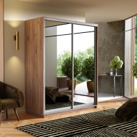 Шкаф-купе Экспресс, 2дв.-Зеркала, 120х60х220, Крафт табачный