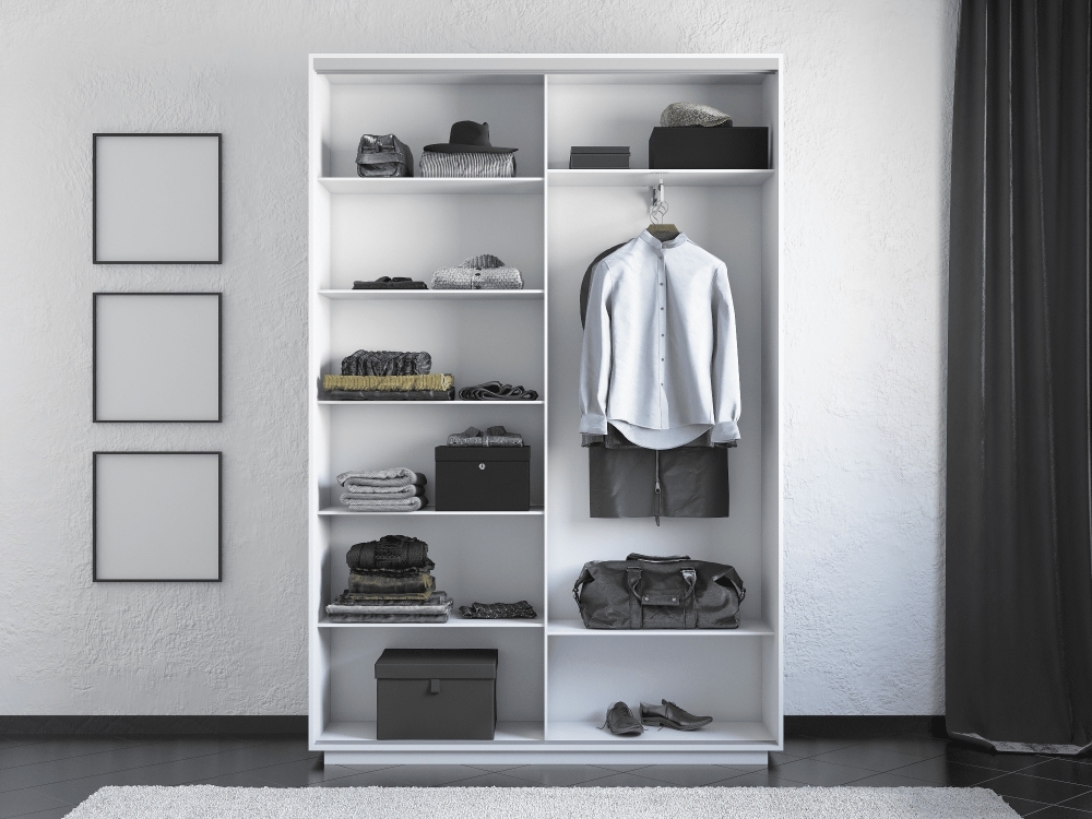 Шкаф-купе Экспресс, 2дв. ДСП/Зеркало, 140х45х240, Белый снег