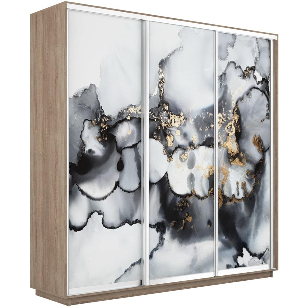 Шкаф-купе Фотопечать 3дв. Абстракция серая, 180х60х220, Сонома