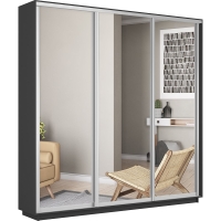 Шкаф-купе Экспресс 3дв.-зеркала, 180х45х220, Серый диамант