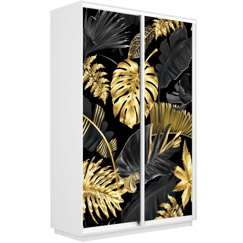Шкаф-купе Фотопечать, 2дв. Листья золото, 140х60х240, Белый снег