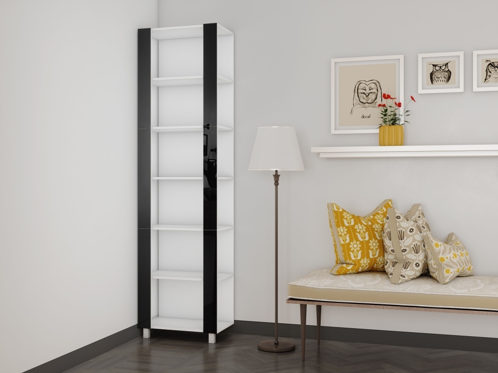 Стеллаж модульный Мебельная компания Е1 Универсальный Черное стекло 35х44х240, Белый снег