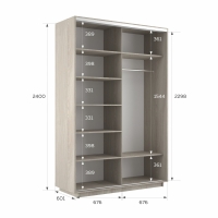 Шкаф-купе Экспресс, 2дв.-Зеркала, 140х60х240, Ясень шимо светлый