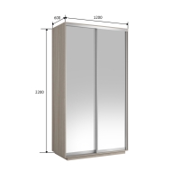 Шкаф-купе Экспресс Хит, 2дв.-зеркала, 120х60х220, Ясень шимо светлый