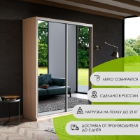 Шкаф-купе Экспресс, 2дв.-Зеркала, 140х45х220, Ясень Шимо светлый