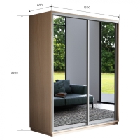 Шкаф-купе Экспресс, 2дв.-Зеркала, 160х60х220, Ясень шимо светлый